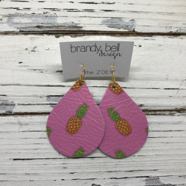 ZOEY (3 sizes available!) -  Leather Earrings  ||  PINK PINEAPPLE