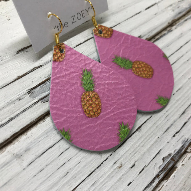 ZOEY (3 sizes available!) -  Leather Earrings  ||  PINK PINEAPPLE