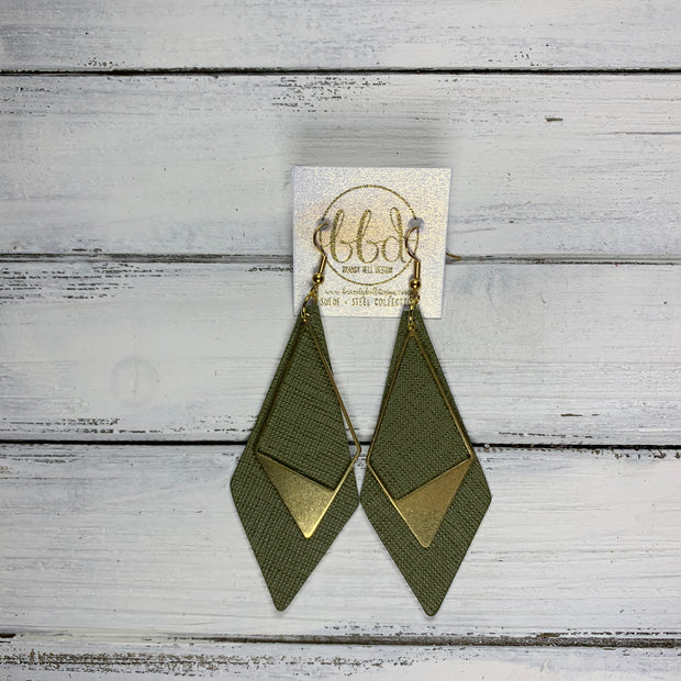 SUEDE + STEEL *Limited Edition* COLLECTION || <BR> GOLD BRASS TRIANGLE, <BR> OLIVE SAFFIANO