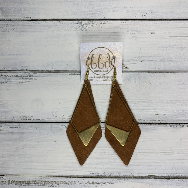 SUEDE + STEEL *Limited Edition* COLLECTION || <BR> GOLD BRASS TRIANGLE, <BR> DISTRESSED BROWN