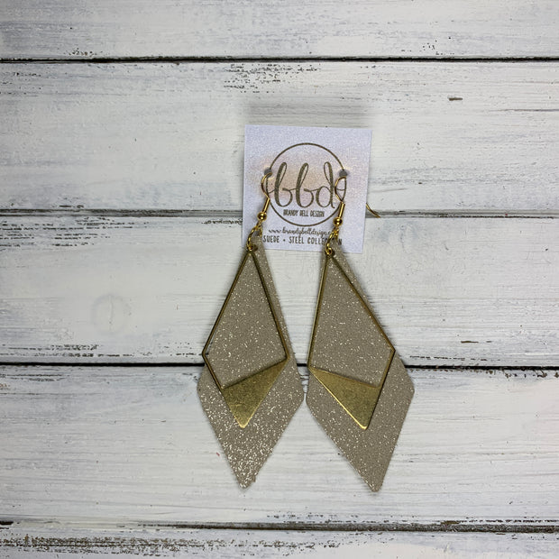 SUEDE + STEEL *Limited Edition* COLLECTION || <BR> GOLD BRASS TRIANGLE, <BR> SHIMMER CHAMPAGNE