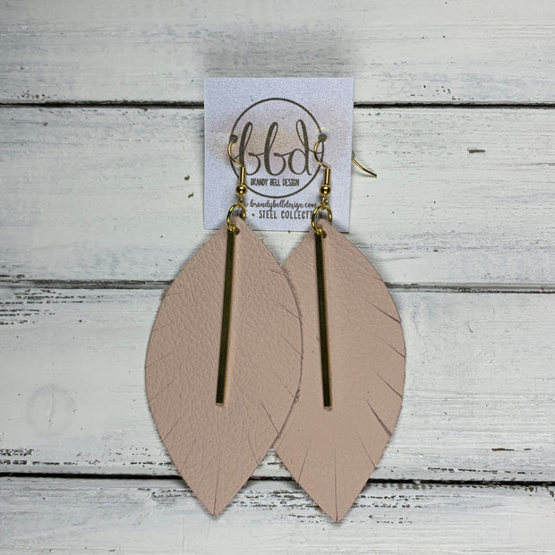 "RAISE THE BAR" <br> *3 SIZES AVAILABLE! <br> SUEDE + STEEL COLLECTION ||  Genuine Leather Earrings || <BR>  MATTE BLUSH PINK *Choose size & bar finish!*