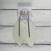 "RAISE THE BAR" <br> *3 SIZES AVAILABLE! <br> SUEDE + STEEL COLLECTION ||  Leather Earrings || <BR>  PEARL WHITE  *Choose size & bar finish!*