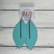 "RAISE THE BAR" <br> *3 SIZES AVAILABLE! <br> SUEDE + STEEL COLLECTION ||  Leather Earrings || <BR>  MATTE ROBINS EGG BLUE  *Choose size & bar finish!*