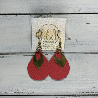 SUEDE + STEEL *Limited Edition* MINI ZOEY  || GOLD BRASS LEAF, <BR> CORAL/SALMON PALMS