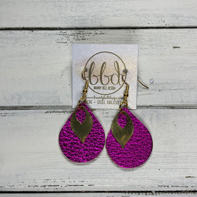 SUEDE + STEEL *Limited Edition* MINI ZOEY  || GOLD BRASS LEAF, <BR> METALLIC NEON PINK PEBBLED