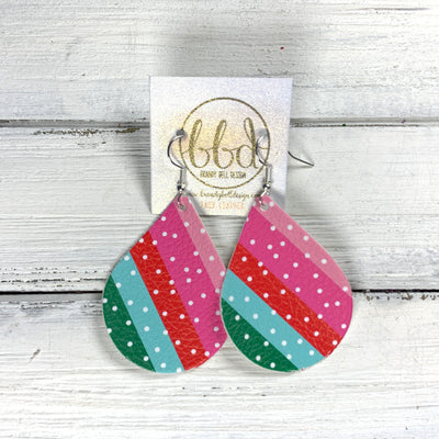ZOEY (3 sizes available!) Leather Earrings  ||  <BR> POLKADOT STRIPES (FAUX LEATHER)