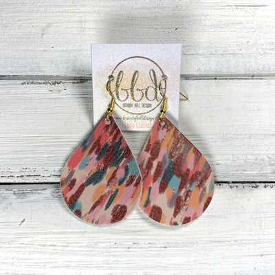 ZOEY (3 sizes available!) Leather Earrings  ||  <BR> AUTUMN ABSTRACT (FAUX LEATHER)