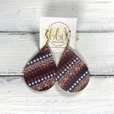 ZOEY (3 sizes available!) Leather Earrings  ||  <BR> ANIMAL PRINT & BUFFALO PLAID (FAUX LEATHER)