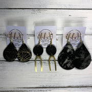 IRIS  ||  Leather Earrings || SILVER OR GOLD BRASS U-SHAPE, <BR> SHIMMER ROSE GOLD