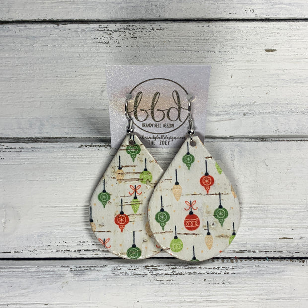 ZOEY (3 sizes available!) Leather Earrings  ||  <BR> VINTAGE ORNAMENTS ON CORK