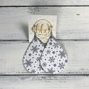 ZOEY (3 sizes available!) Leather Earrings  ||  <BR> BLACK & WHITE SNOWFLAKES