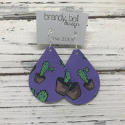 ZOEY (3 sizes available!) - Leather Earrings  || PURPLE CACTUS