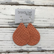ZOEY (3 sizes available!) - Leather Earrings   ||  SALMON PANAMA WEAVE