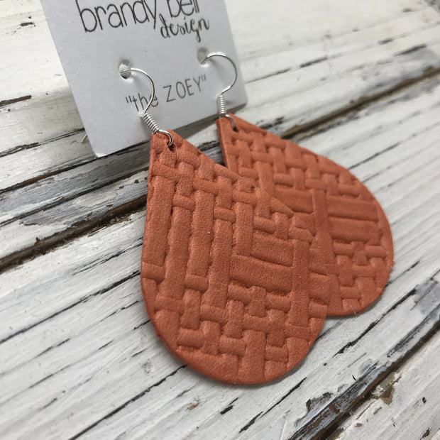 ZOEY (3 sizes available!) - Leather Earrings   ||  SALMON PANAMA WEAVE