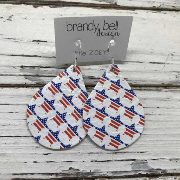 ZOEY (3 sizes available!) - Leather Earrings   ||  4TH OF JULY STARS