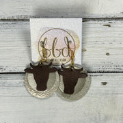 COW - Leather Earrings  ||   <BR> PEARLIZED BROWN, <BR> METALLIC CHAMPAGNE SMOOTH, <BR> SHIMMER GOLD