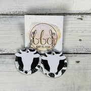 COW - Leather Earrings  ||   <BR> MATTE WHITE, <BR> SHIMMER BLACK, <BR> BLACK & WHITE COW PRINT