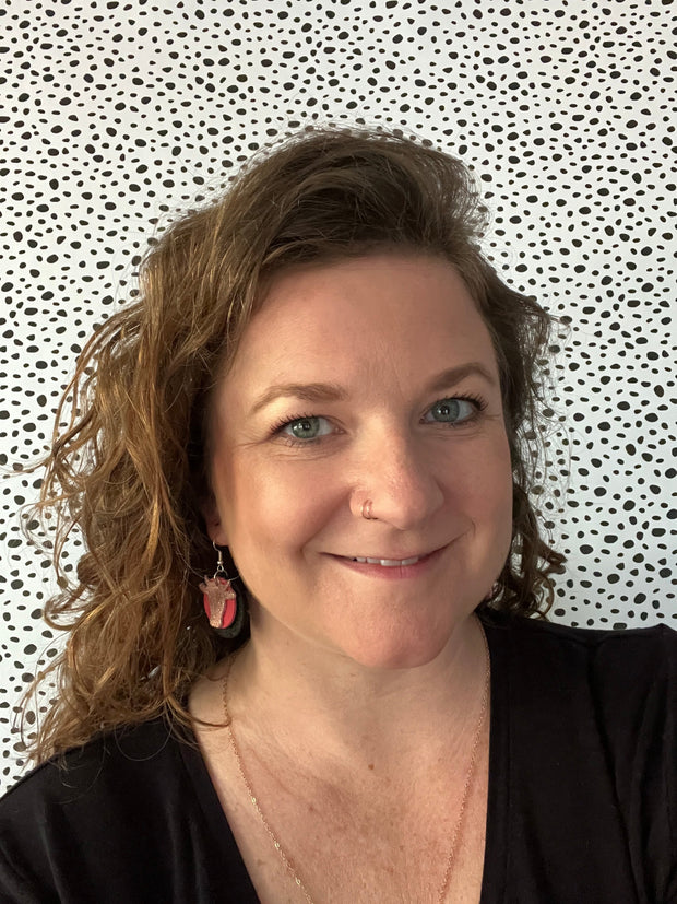 COW - Leather Earrings  ||   <BR> DISTRESSED BROWN, <BR> MATTE WHITE, <BR> MUDCLOTH PRINT