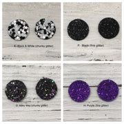 Poppy- 3 PACK (Choose your colors) - Glitter Stud Earrings SHOWN: CC: CHUNKY GREEN, AA: CHRISTMAS, BB: CHUNKY RED