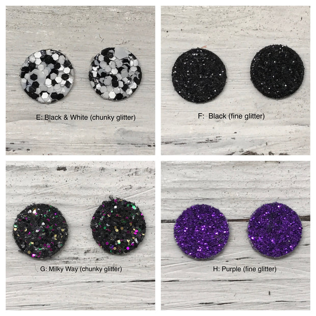 Poppy- 3 PACK (Choose your colors) - Glitter Stud Earrings SHOWN: CC: CHUNKY GREEN, AA: CHRISTMAS, BB: CHUNKY RED