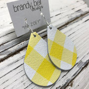 ZOEY (3 sizes available!) -  Leather Earrings  ||  YELLOW & WHITE GINGHAM BUFFALO PLAID