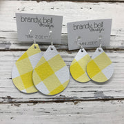 ZOEY (3 sizes available!) -  Leather Earrings  ||  YELLOW & WHITE GINGHAM BUFFALO PLAID