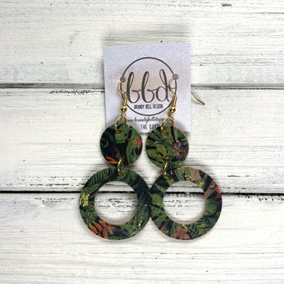 COCO -  Leather Earrings  ||  <BR> TROPICAL PALMS CORK