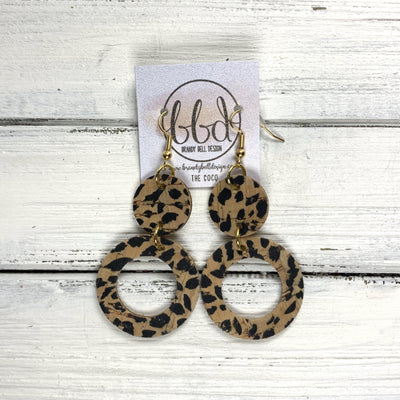 COCO -  Leather Earrings  ||  <BR> BLACK CHEETAH CORK