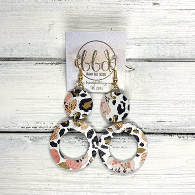 COCO -  Leather Earrings  ||  <BR> CORAL FLORAL CHEETAH