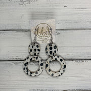 COCO -  Leather Earrings  ||  <BR> BLACK & WHITE SPOTS CORK
