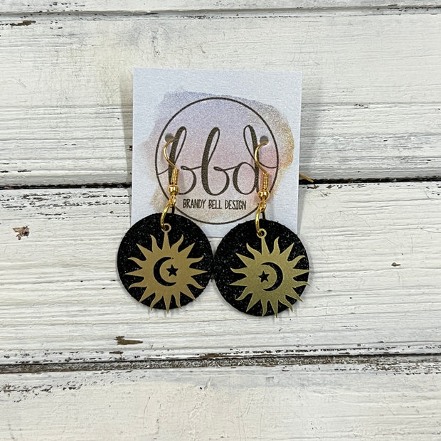 SUEDE + STEEL *Limited Edition* COLLECTION ||  <br> METAL SUN, MOON & STARS || <br> SHIMMER BLACK