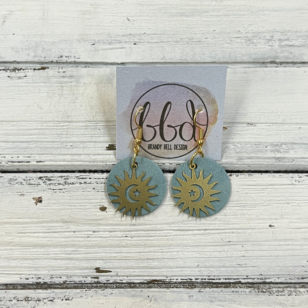 SUEDE + STEEL *Limited Edition* COLLECTION ||  <br> METAL SUN, MOON & STARS || <br> DUSTY AQUA RIVIERA