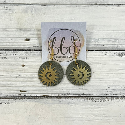 SUEDE + STEEL *Limited Edition* COLLECTION ||  <br> METAL SUN, MOON & STARS || <br> PEARLIZED OLIVE GREEN