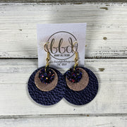 GRAY -  Leather Earrings  ||   <BR> CITY LIGHTS GLITTER (FAUX LEATHER), <BR> SHIMMER VINTAGE PINK, <BR> METALLIC NAVY PEBBLED