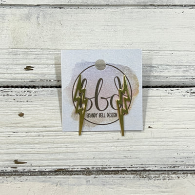 SUEDE + STEEL *Limited Edition* COLLECTION ||  <br> GOLD POST / STUD, <br> LIGHTNING BOLTS