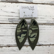 ALLIE -  Leather Earrings  ||  GREEN CAMOUFLAGE, MATTE OLIVE GREEN