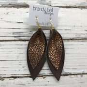 ALLIE -  Leather Earrings  ||  METALLIC COPPER DRIPS, PEARLIZED BROWN