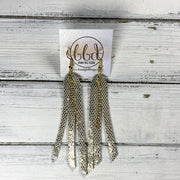 AVA - Leather Earrings  ||    <BR> METALLIC GOLD DOTS (*Choose Chain finish)