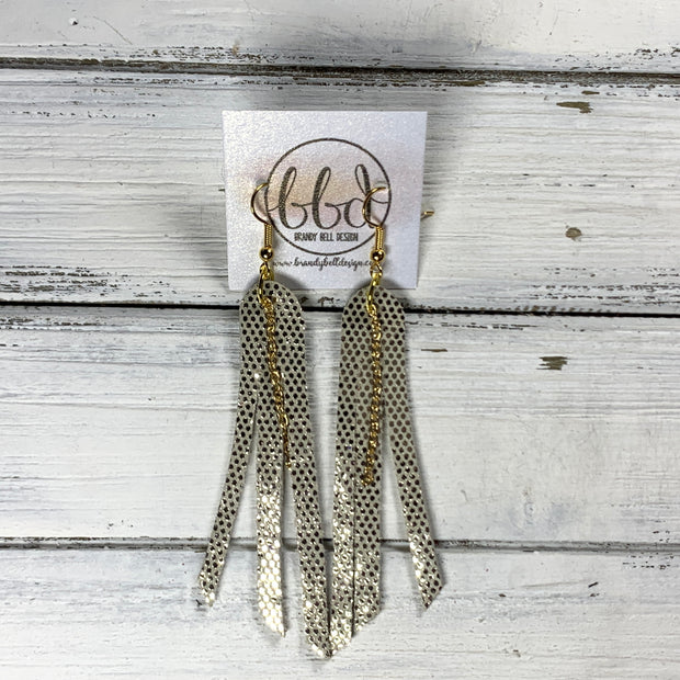 AVA - Leather Earrings  ||    <BR> METALLIC GOLD DOTS (*Choose Chain finish)