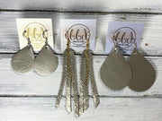 AVA - Leather Earrings  ||    <BR> METALLIC GOLD DOTS (*Choose Chain finish)
