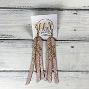 AVA - Leather Earrings  ||    <BR> ROSE GOLD ON PINK NORTHERN LIGHTS (*Choose Chain finish)