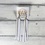 AVA - Leather Earrings  ||    <BR> MATTE WHITE (*Choose Chain finish)