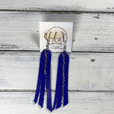 AVA - Leather Earrings  ||    <BR> MATTE ELECTRIC COBALT BLUE (*Choose Chain finish)