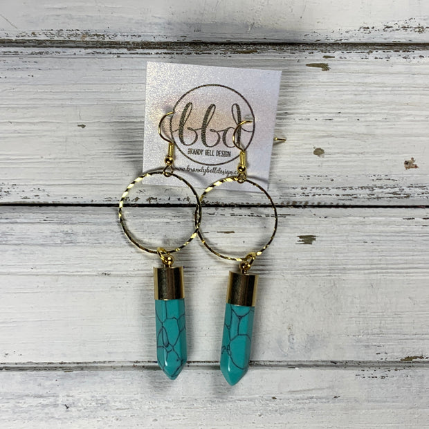 SUEDE + STEEL *Limited Edition* COLLECTION || <br> HOOP WITH BULLET POINT || <br> TURQUOISE (GREEN)