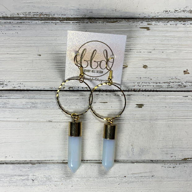 SUEDE + STEEL *Limited Edition* COLLECTION || <br> HOOP WITH BULLET POINT || <br> OPALITE