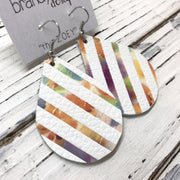 ZOEY (3 sizes available!) -  Leather Earrings  || MATTE WHITE WITH WATERCOLOR STRIPES