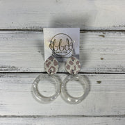 ACRYLIC & LEATHER *LIMITED EDITION* - Leather Earrings  ||    <BR> NUDE LEOPARD, <BR> WHITE ACRYLIC CIRCLE