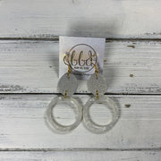 ACRYLIC & LEATHER *LIMITED EDITION* - Leather Earrings  ||    <BR> SHIMMER ROSE GOLD, <BR> WHITE ACRYLIC CIRCLE