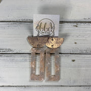 ACRYLIC & LEATHER *LIMITED EDITION* - Leather Earrings  ||    <BR> SHIMMER VINTAGE PINK, <BR> BLUSH ACRYLIC RECTANGLE